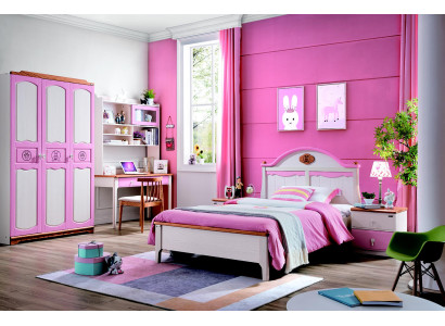 Modern Wardrobe Chest of drawers Table Wood 5 pcs. Bedroom Youth Children Room Set