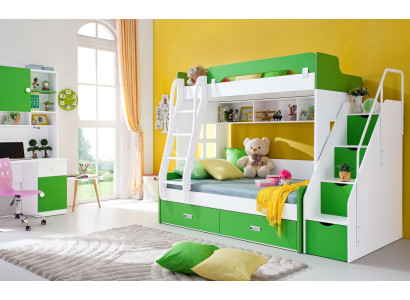 Youth Bed Desk Wardrobe Green new Youth Room Childrens room Complete Set