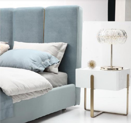 Bedroom 3 pcs. Set Bed 2x Bedside table Console Upholstery Beds Double Hotel