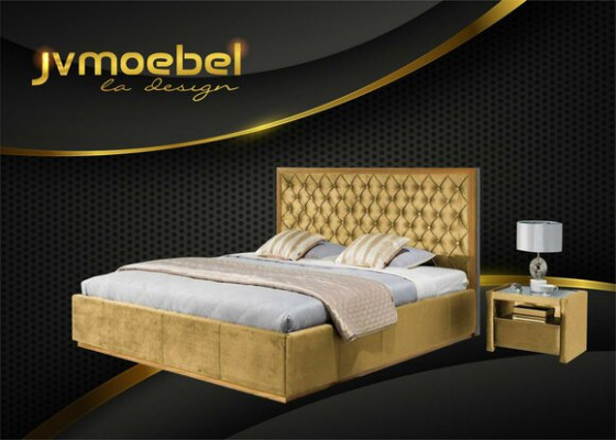 Luxury Bed Textile 2x Bedside table 3 pieces. Bedroom Set Furniture Beds Bed frame