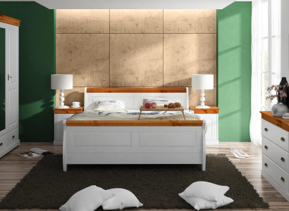 Landhfrom  Bed Wardrobe Bedside table Bedroom Complete Wood Set 5pcs new