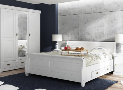 Bedroom Set Bed Bedside table Wardrobe Hotel Beds Wood Design 4-piece.