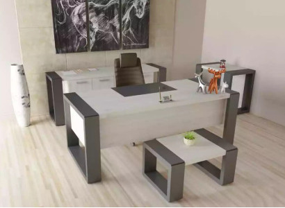 Gray Office Furnishings Desk Filing cabinet Chest of drawers Coffee table 3pcs. set