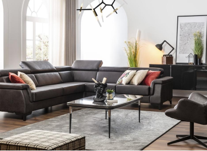 Sofa set Corner sofa L-shape Couch Armchair Furniture Bed function Black new