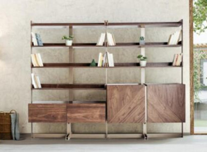 Modern Display case Living room Furniture Shelf Standing Shelf Real wood Furniture Brown Shelves