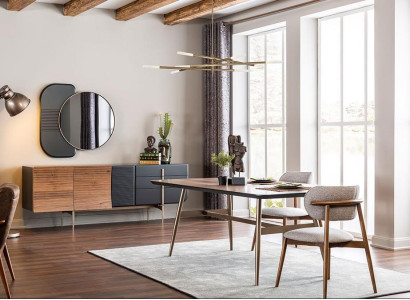Designer Brown Dining table Table + 4x armchair Furniture 5 pieces. set