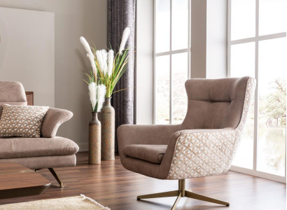 Modern armchair wing chair luxury cocktail chair beige imitation leather new