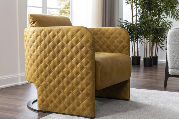 Armchair Wing Chair Cocktail Chair Seater Modern Imitation Leather Yellow Design
