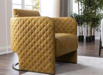 Armchair Wing Chair Cocktail Chair Seater Modern Imitation Leather Yellow Design