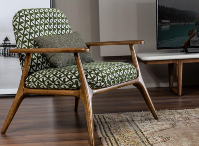 Armchair Wing Chair Cocktail Chair Seater Modern Design Gray Fabric Green