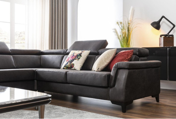 Sofa set Corner sofa L-shape Couch Armchair Furniture Bed function Black new
