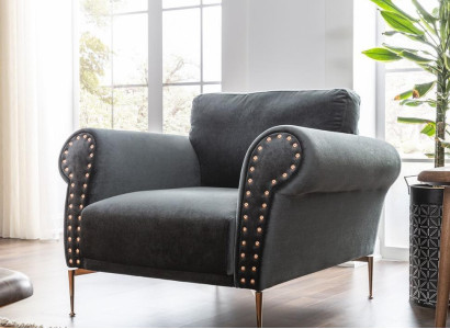 Armchair Wing Chair Cocktail Chair Seater Modern Design Blue Fabric Seat