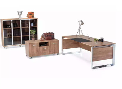 Office furniture set brown Desk Chest of drawers Filing cabinet 3 pieces. Set Furniture