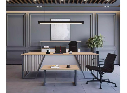 Light Gray Office Furnishings Office furniture Set Table Desk Wardrobe 3pcs