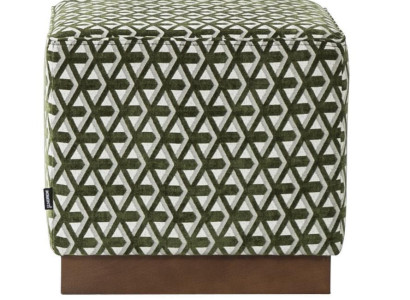 Stool Puff Footstool Green-White Upholstered Stool Fabric Seat