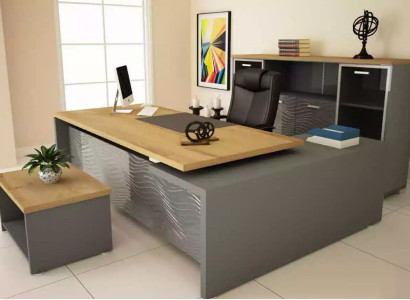 High-quality, modern office set made from robust wood in an elegant style