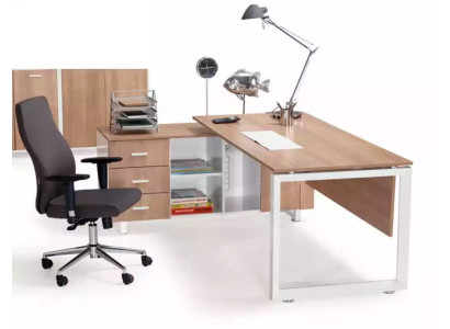 Corner table from Wood brown exclusive modern office furniture in the study room