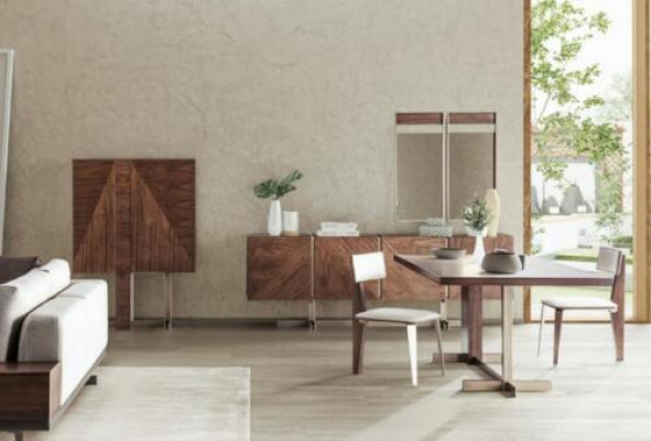Dining room Dining table Group Chairs Sideboard 8-piece Wood Table Brown Dining set
