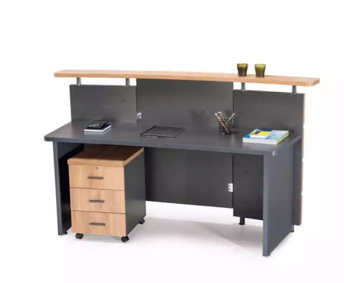 Modern reception desk with Chest of drawers from gray Wood Office furniture new