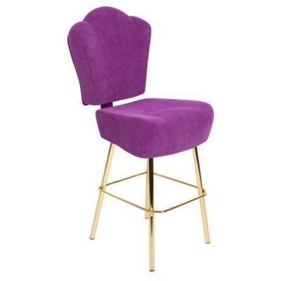 Modern Purple Chair Designer Bar Stool Textile Stylish Luxury Furniture Stool