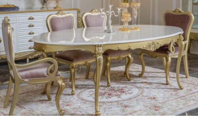 Design Dining room Set 8pcs Dining table Chair Chest of drawers Display case Mirror