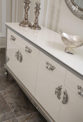 White Chest of drawers with practical drawers and elegant shelves