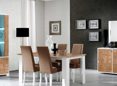Dining room Suite Set TV-cabinet Table 4x Chairs Display case 7-piece Complete Luxury Furniture new