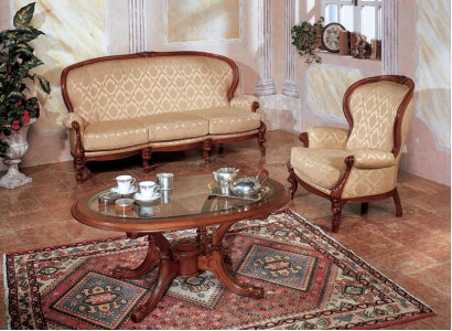 Classic Sofa set Couch Sofa Armchair Coffee table Italian Furniture 3pcs.