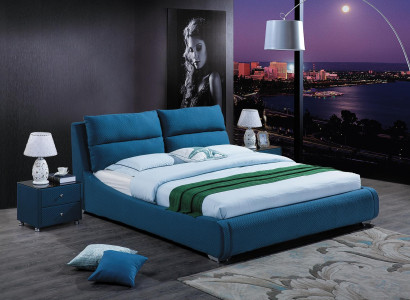 Design leather bed bedroom 3 pieces. Set 2x Bedside table Luxury Beds Furniture