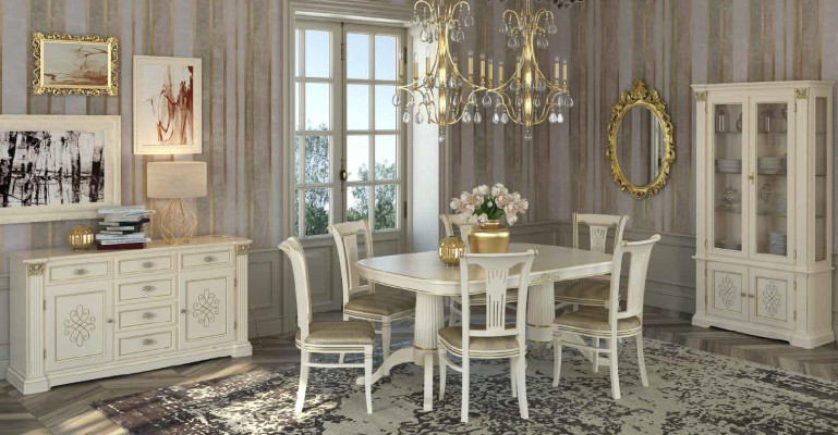 Complete Set Dining table + 6 Chairs Dining room Set Ess Group Solid wood Table Tables 9pcs