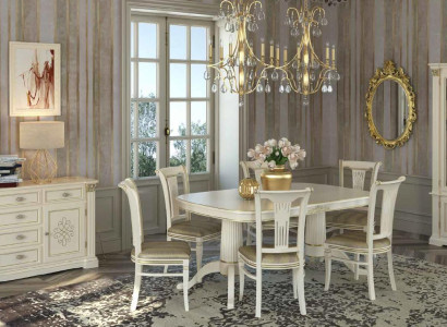 Complete Set Dining table + 6 Chairs Dining room Set Ess Group Solid wood Table Tables 9pcs