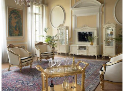 Classic Living Wall Living room Display case Sideboard TV cabinet Shelf Walls Wardrobe 3pcs. Solid wood