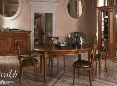 Dining room Suite Solid wood Baroque Rococo Table 4x Chairs Display case Chest of drawers