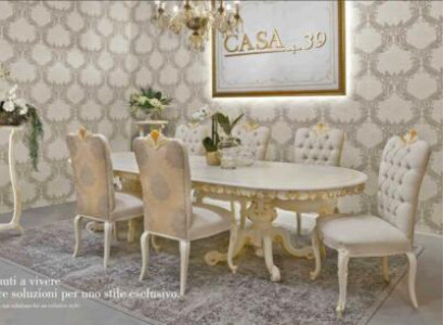 Italian Furniture Solid wood Dining room 6x Chairs Lehn Chair Group Suite