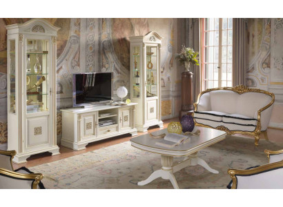 Wall unit Display case Console Wall unit Glass showcases Solid wood Living room 3 pieces