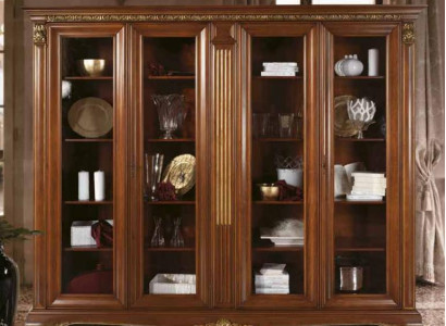 Display case Glass Wall Cabinet Showcases Shelf Baroque Rococo Italian Style Furniture Solid wood