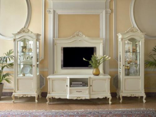 Wall unit Living room Display case Sideboard TV cabinet Shelf Walls Wardrobe 4pcs. Solid wood