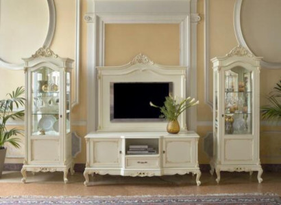 Wall unit Living room Display case Sideboard TV cabinet Shelf Walls Wardrobe 4pcs. Solid wood