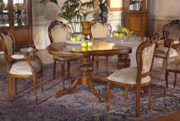 Dining table Suite Table 6x Chairs Chair Dining room Suite Group Solid wood 7pcs new