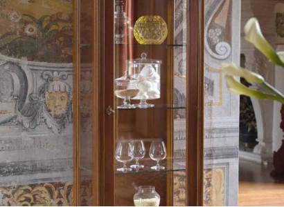 Elegant display case antique style baroque rococo classic living room glass wardrobe