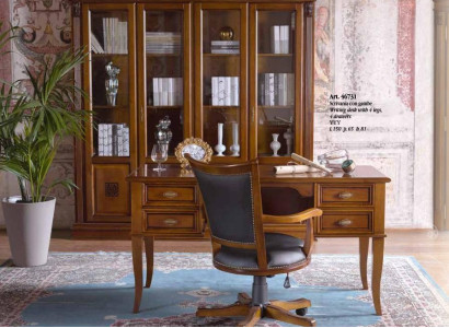 Office Set Furnishings Desk Table Executive Chair Armchair 2-piece Set Baroque
