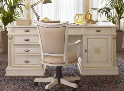 Office set Desk Executive Chair Complete Office Baroque Rococo 2-piece. Solid wood set