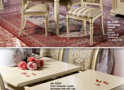 Dining table Table + 4x Chairs Group Dining room Solid wood Suite 5pcs. Set Furniture
