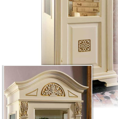 Elegant baroque glass display cabinet with filigree decorations