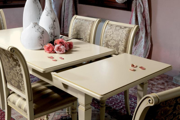 Dining table Table + 4x Chairs Group Dining room Solid wood Suite 5pcs. Set Furniture
