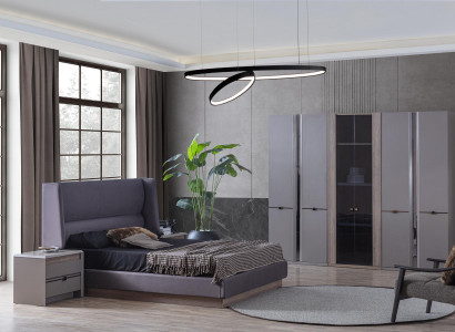 Bedroom Set Bed Clothes cupboards Wardrobe Beds 2x Bedside tables 4pcs.