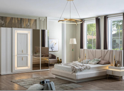 Bedroom Set Luxury Bed 2x Bedside table Wardrobe 4-piece Furniture