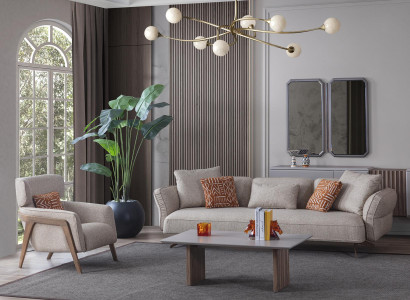 Luxury Modern Living room Set 4 pieces. Sofa 4 Seater Armchair Coffee table Suite