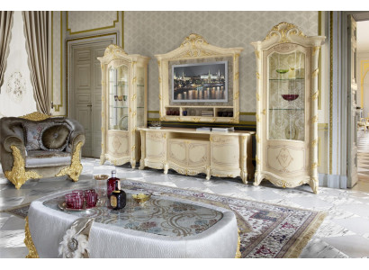 TV frame low board side TV cabinet living room sideboard 2x display case 4 pieces. Set Italy