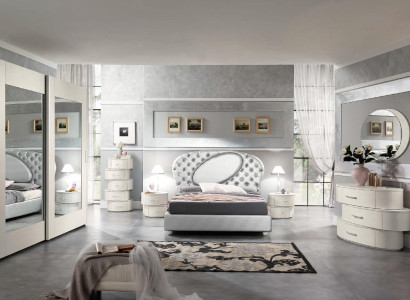 Luxury set 7 pieces. Bedroom Bed Bedside table Chest of drawers Mirror Wardrobe new